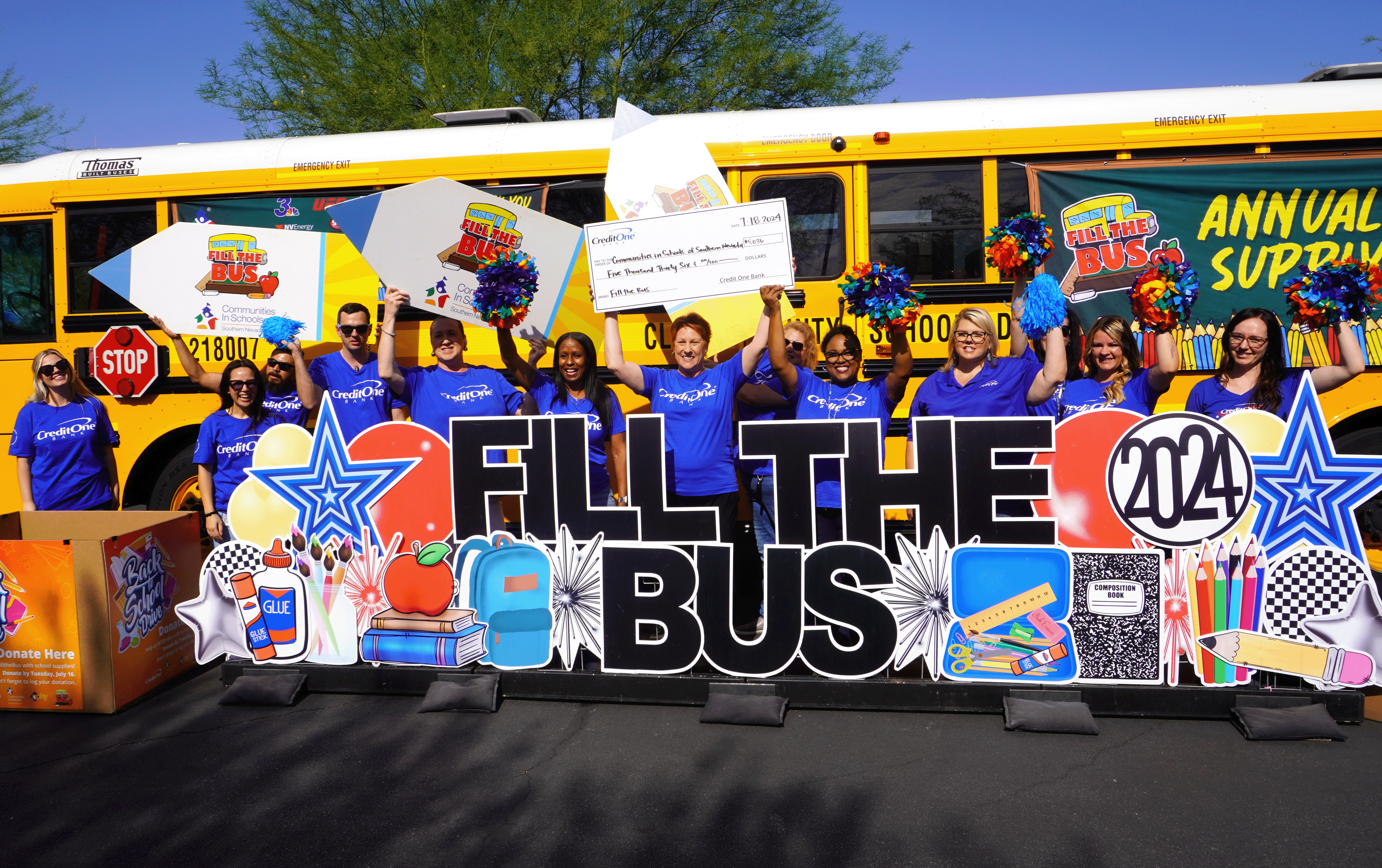 Back to School Fill The Bus fundraiser group photo