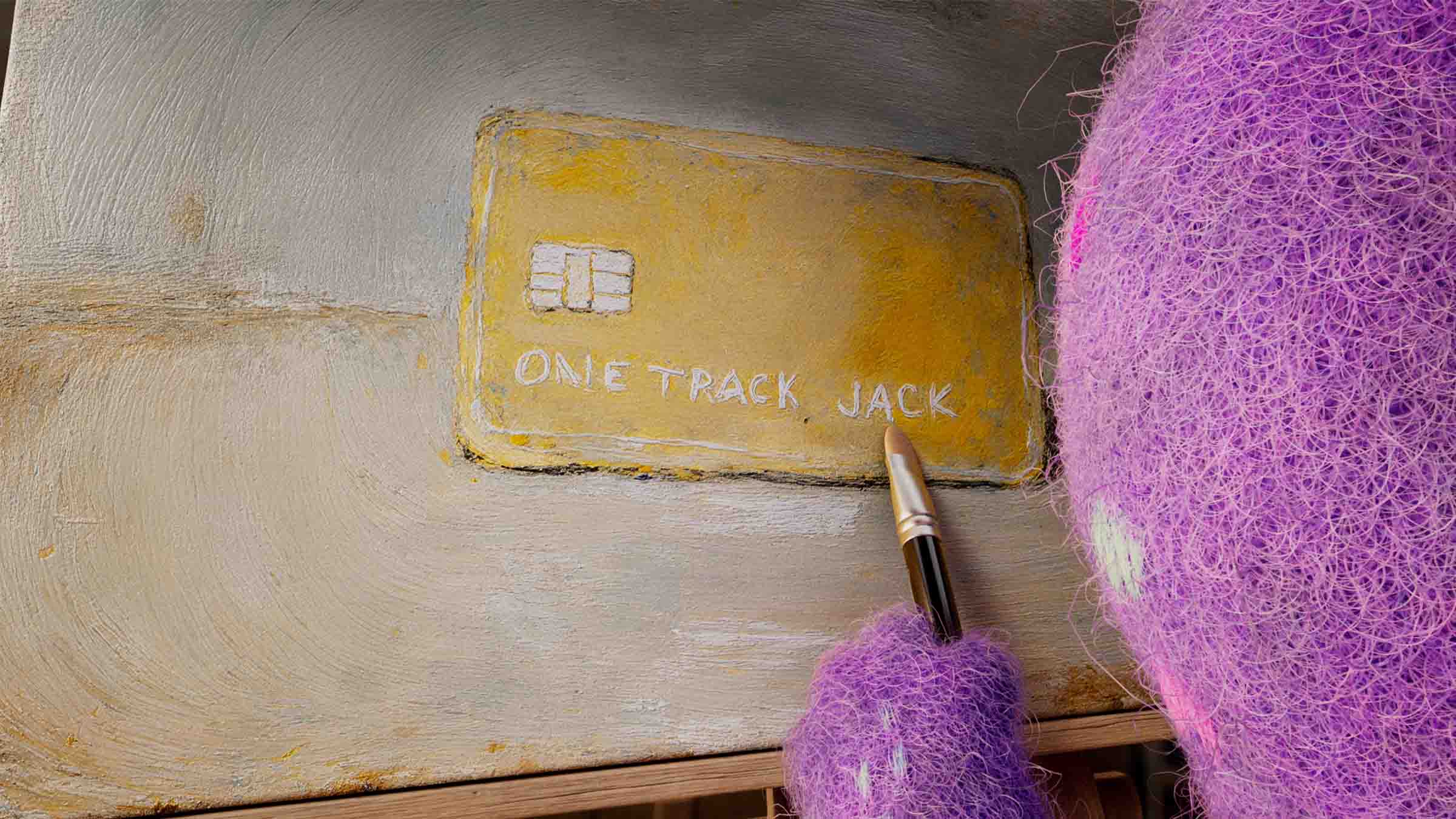 Credit Wrecker: One Track Jack painting a picture of a credit card